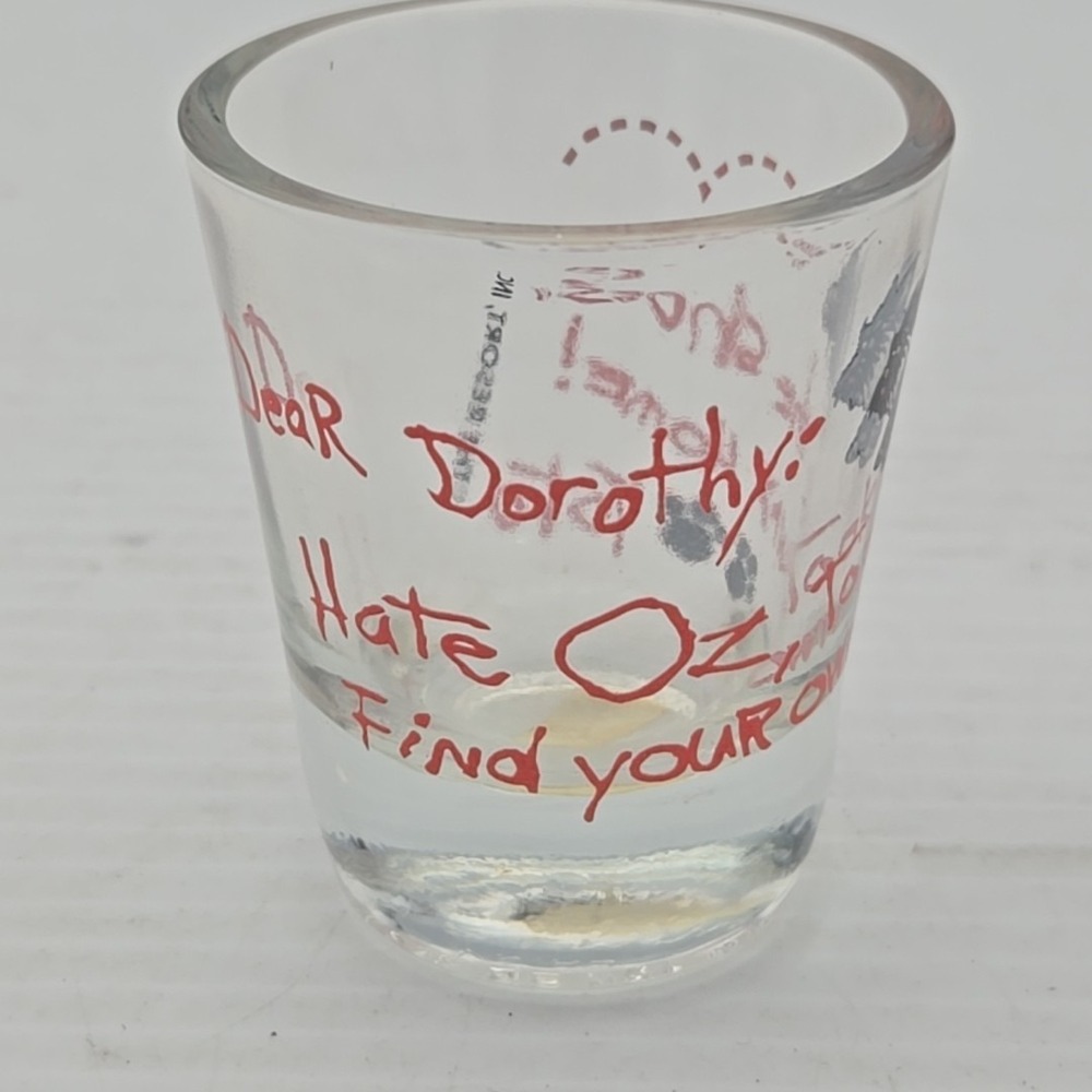 Wizard of Oz Toto Shot Glass Dorothy Ruby Slippers "Dear Dorothy"‎